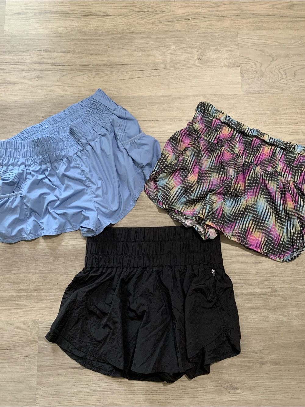 Free People Movement Shorts Trio - Light Blue, Black & Multicolor